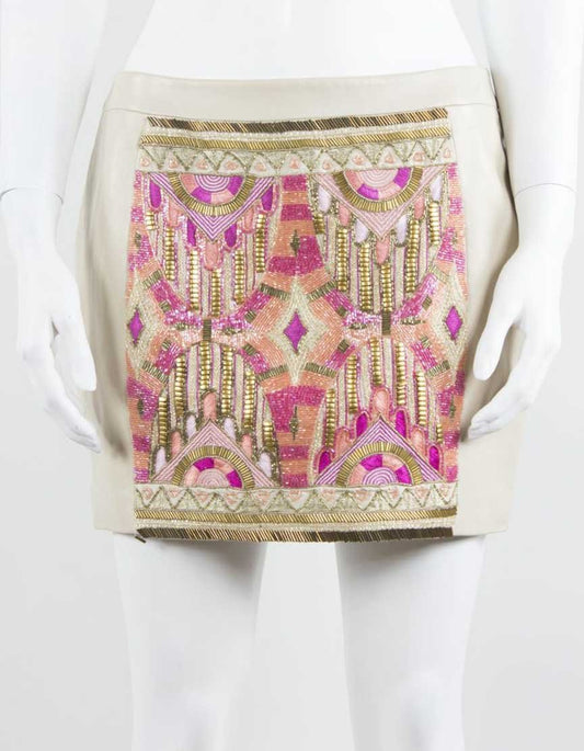 Kora Rae First Born Embellished Leather Mini Skirt Size 6 US