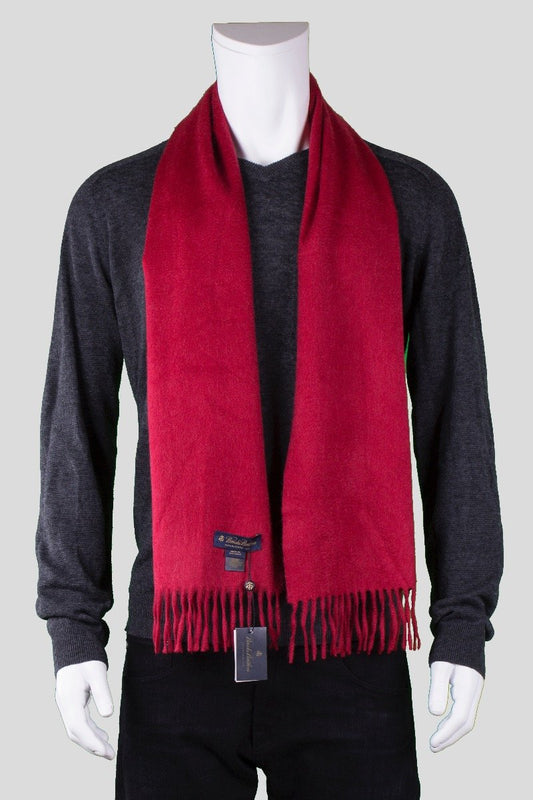 Brooks Brothers Red Cashmere Scarf With 3" Tassels On Both Ends