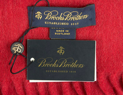 Brooks Brothers Red Cashmere Scarf With 3" Tassels On Both Ends