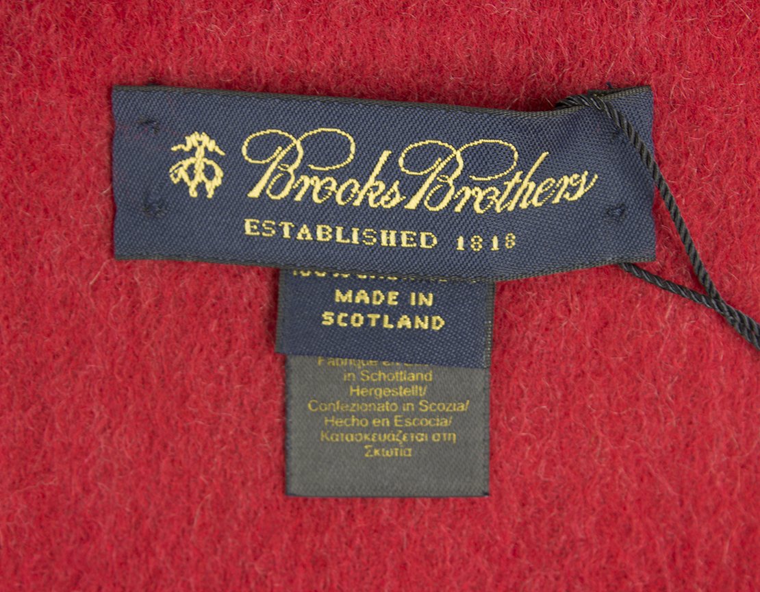 Brooks Brothers Red Cashmere Scarf With 3" Tassels On Both Ends