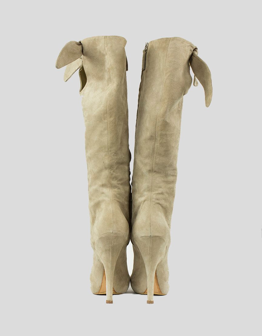 GIUSEPPE ZANOTTI Tan Suede Platform Knee Hi Boots - 39 IT | 9 US