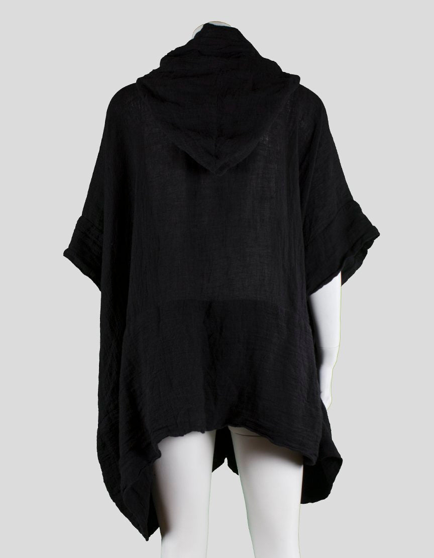 L Nk Zoran Mrvos Black Hooded Draped Cardigan Jacket With Dolmas Sleeves Medium