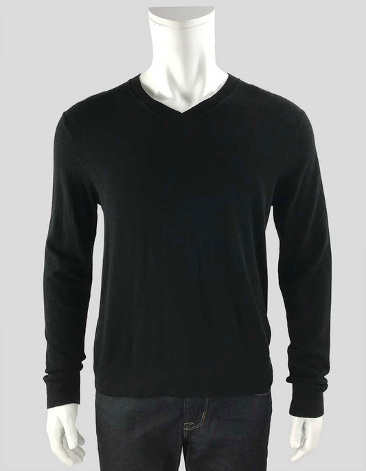 Theory Men's Black Leiman Long Sleeve V-Neck Sweater Medium
