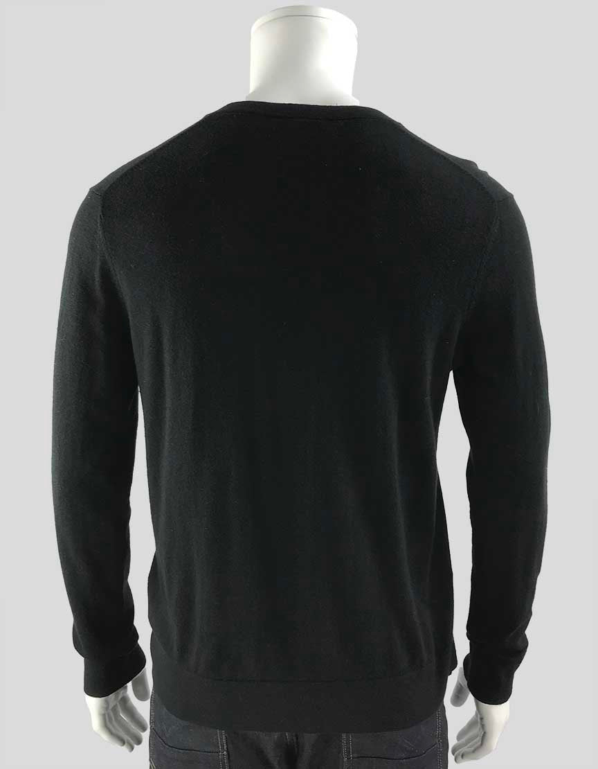 Theory Men's Black Leiman Long Sleeve V-Neck Sweater Medium