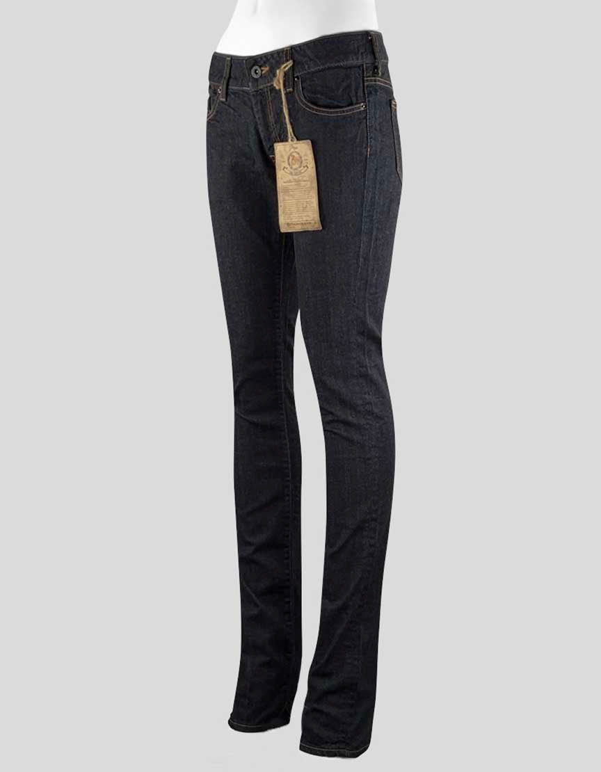 Authentic Prps Women's Dart 5 Pocket Mid Rise Straight Leg Jeans In A Dark Wash With Zip And Button Closure Size 28 US Waist 31