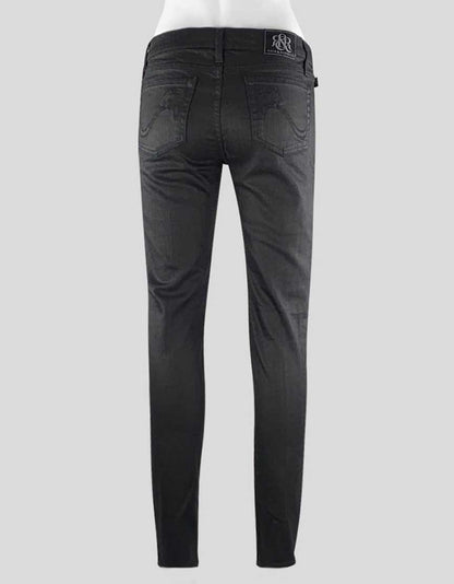 Rock Republic Women's 5 Pocket Posey Twill Skinny Ankle Jeans In Black Low Rise With Zip And Button Front Closure Size 28 X 29