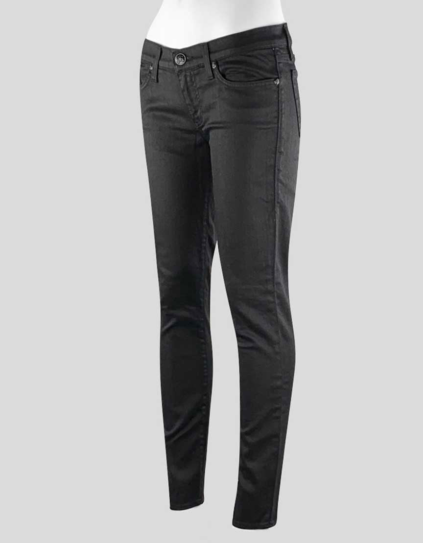 Rock Republic Women's 5 Pocket Posey Twill Skinny Ankle Jeans In Black Low Rise With Zip And Button Front Closure Size 28 X 29