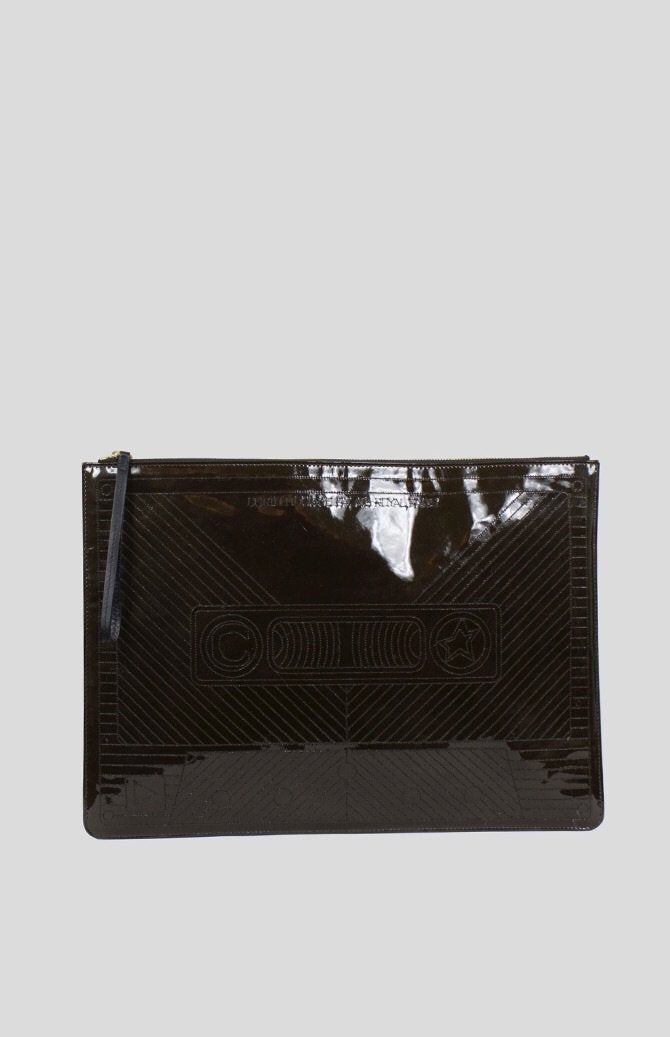 Corto Moltedo Large Brown Patent Leather Clutch