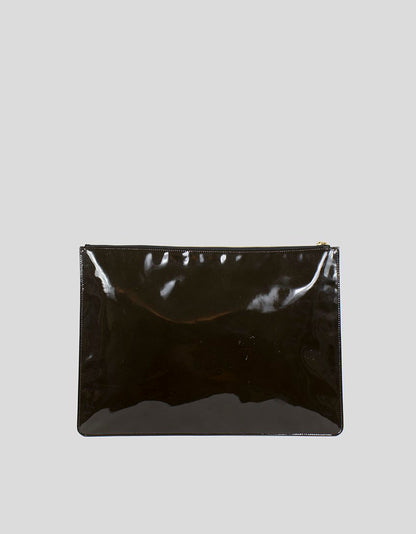Corto Moltedo Large Brown Patent Leather Clutch