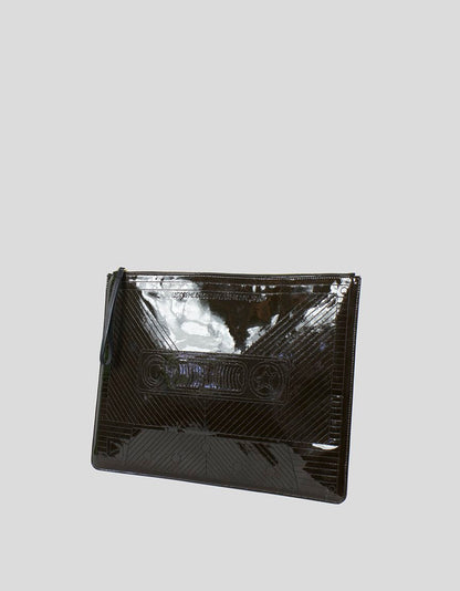 CORTO MOLTEDO Large Brown Patent Leather Clutch