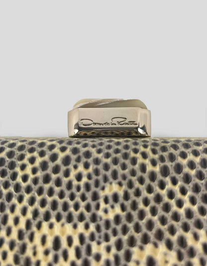 Oscar De La Renta Yellow And Black Snakeskin Evening Box Clutch