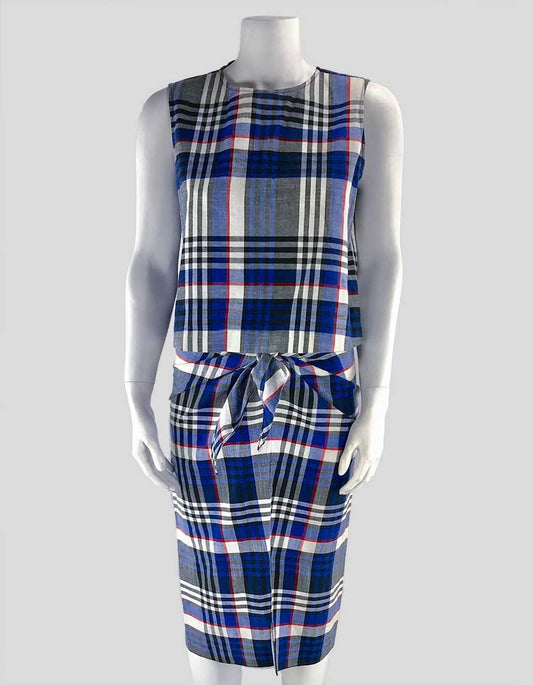 Jenni Kayne Blue Plaid Cotton Skirt and Top Set