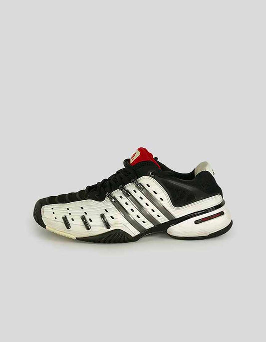 Adidas Men's Barricade Tennis Shoes In Black And White Leather 9 US