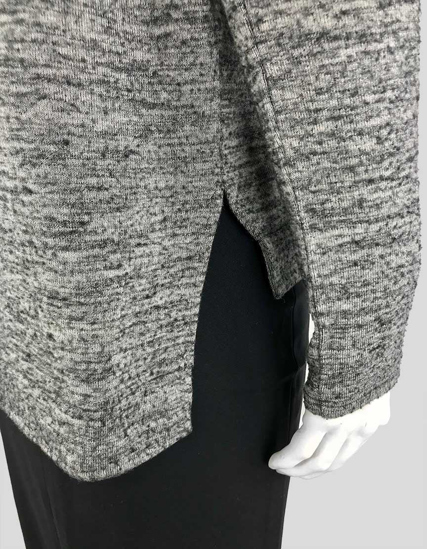 Velvet Long Sleeve Crewneck T Shirt In Grey With Black And Tan Block Colors On Sleeves Size Small