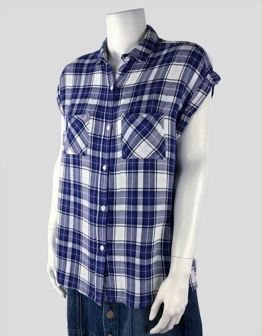 Rails Hunter Plaid Sleeveless Collared Button Down Shirt Size Small