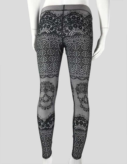 Zara Terez Black And White Skull Lace Performance Leggings Medium