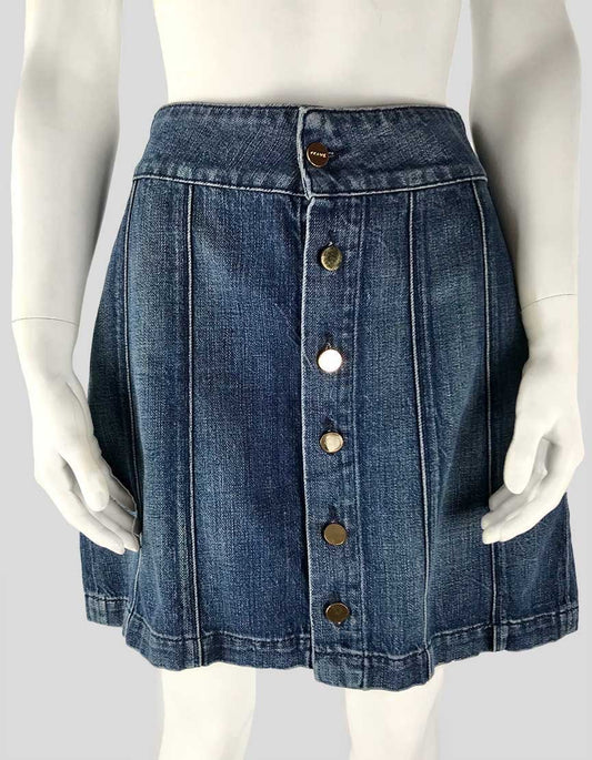 Frame Denim Button Front Denim Mini Skirt Size 27 US