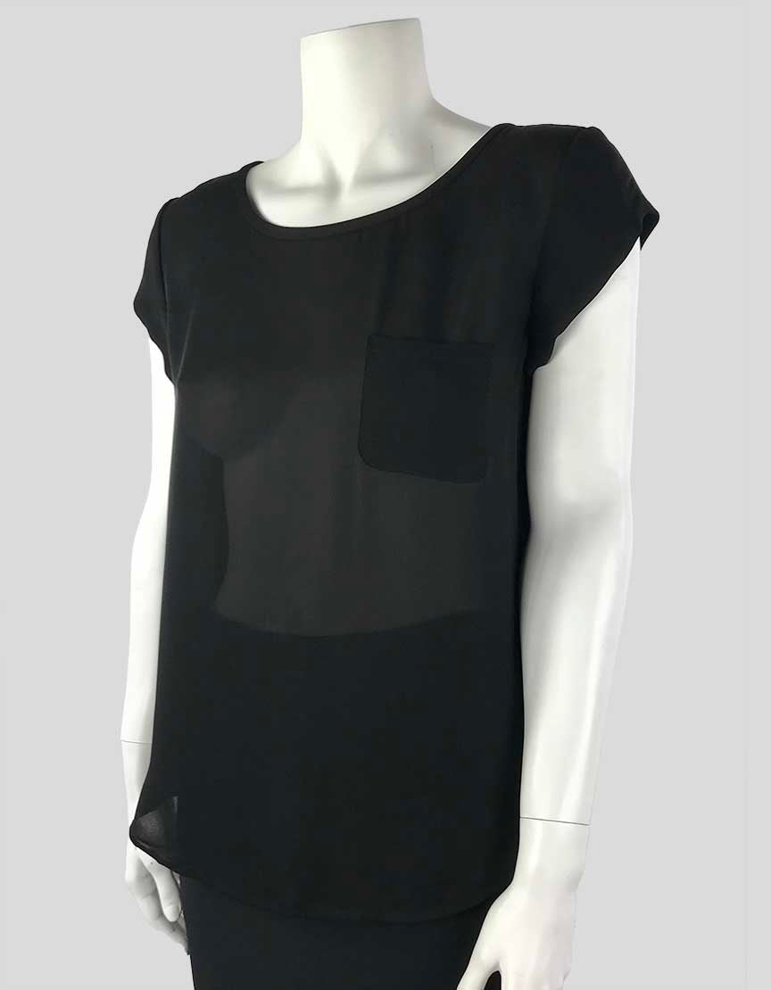 Joie Black Short Sleeve Silk Blouse Small