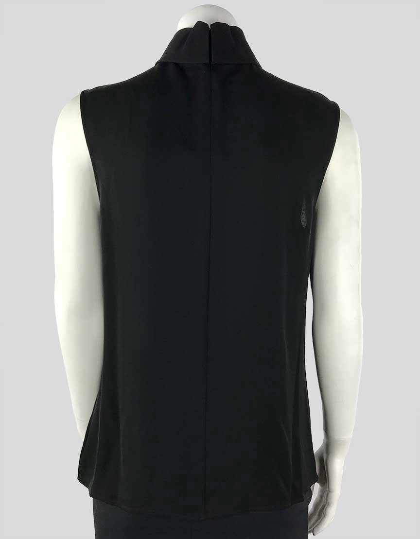 Theory Black Sleeveless Mock Neck Silk Blouse Size Small