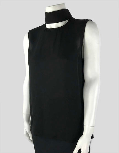 Theory Black Sleeveless Mock Neck Silk Blouse Size Small
