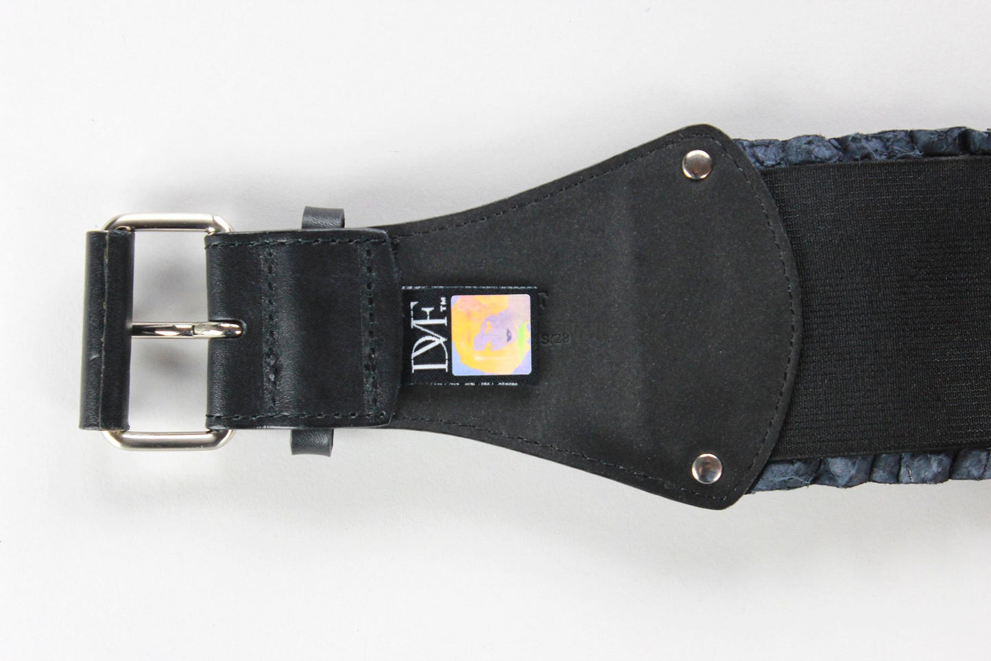 DVF Thick Black Patent Leather With Leather Buckle Waist Belt