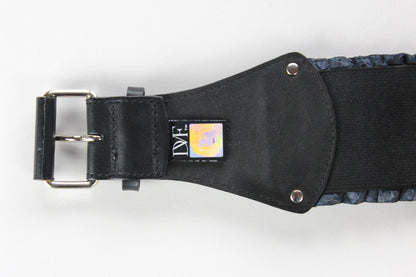 DVF Thick Black Patent Leather With Leather Buckle Waist Belt