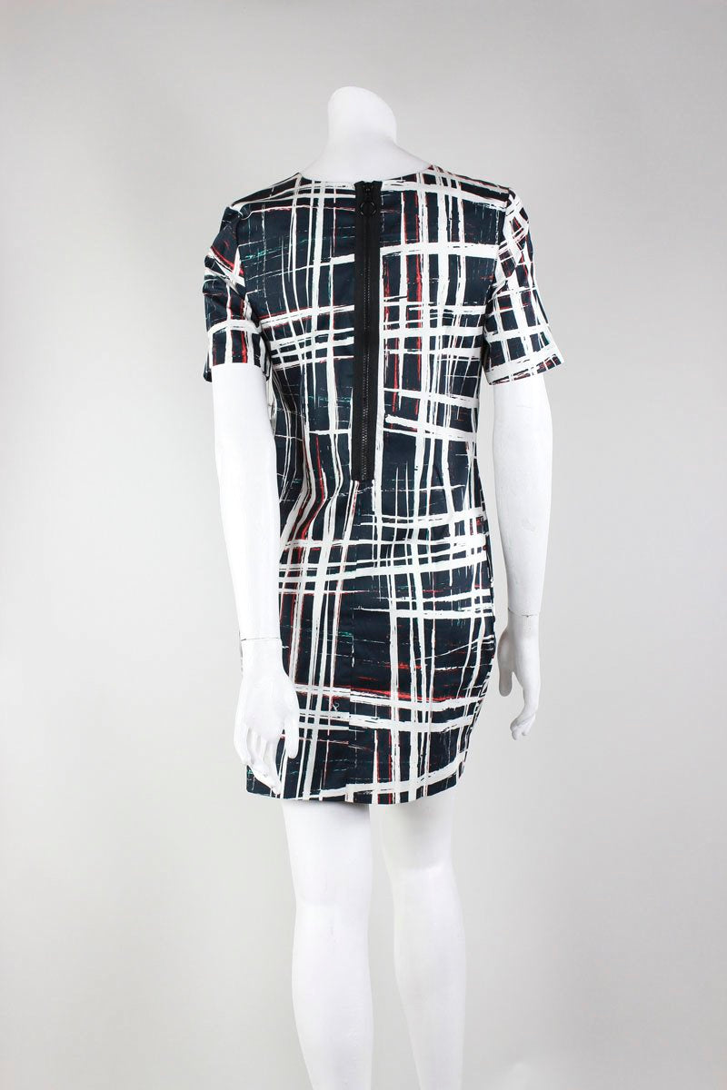Sam/Lavi Mini Dress With Blue White And Red Multi Striped Pattern