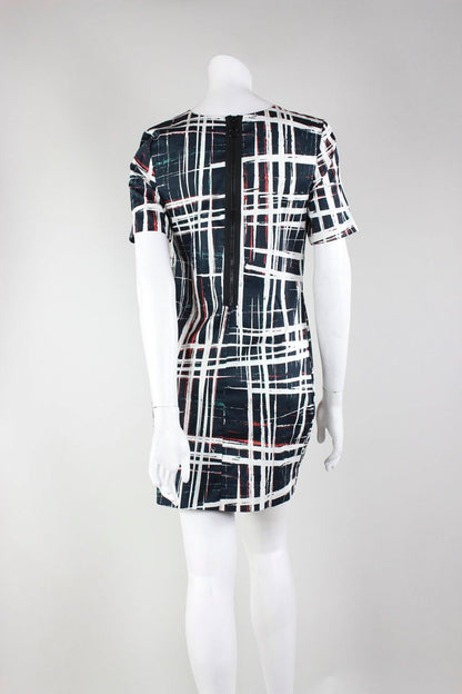 Sam/Lavi Mini Dress With Blue White And Red Multi Striped Pattern