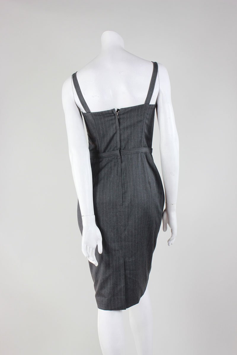 Dolce & Gabbana Bustier Grey Pin Striped Sleeveless Dress - 40 IT