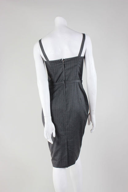 Dolce & Gabbana Bustier Grey Pin Striped Sleeveless Dress - 40 IT