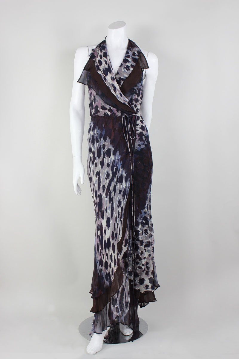 Robert Rodriguez Halter And Backless Long Wrap Dress