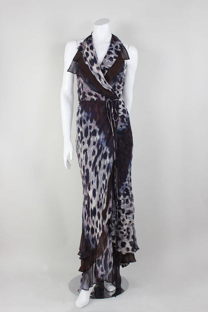 Robert Rodriguez Halter And Backless Long Wrap Dress