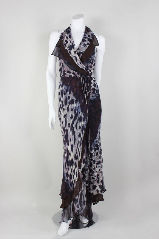 Robert Rodriguez Halter And Backless Long Wrap Dress