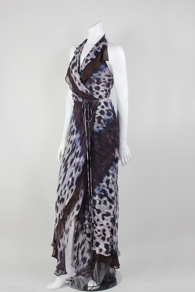 Robert Rodriguez Halter And Backless Long Wrap Dress