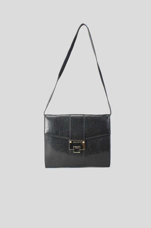 Jimmy Choo Black Shoulder Bag With Gold Tone Clasp