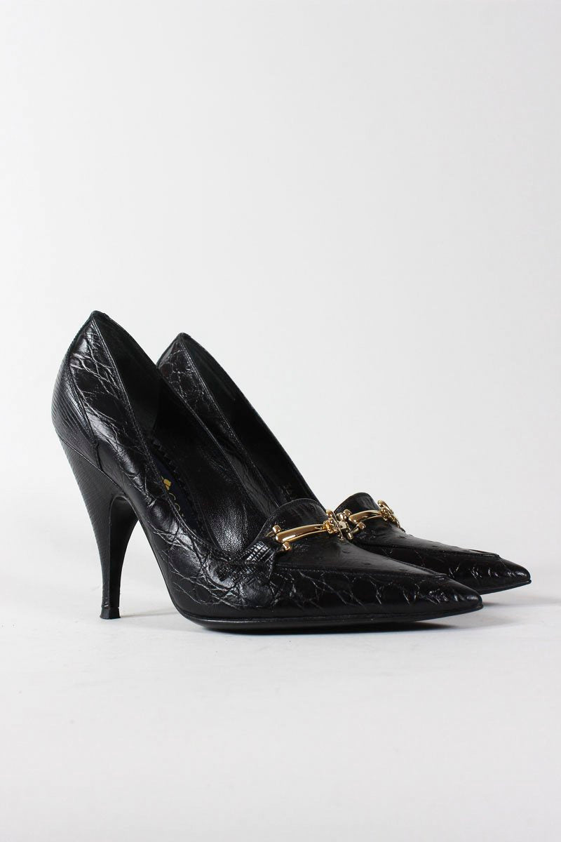 Patrick Cox Pointed Toe Croc Pumps - 36.5 IT | 6.5 US