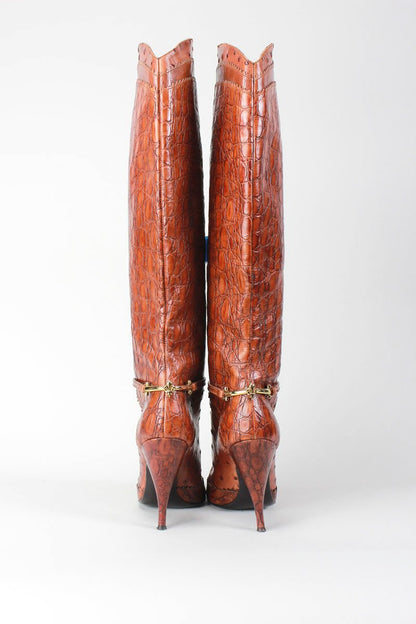 Patrick Cox Snakeskin Tan Brown Below The Knee Boot