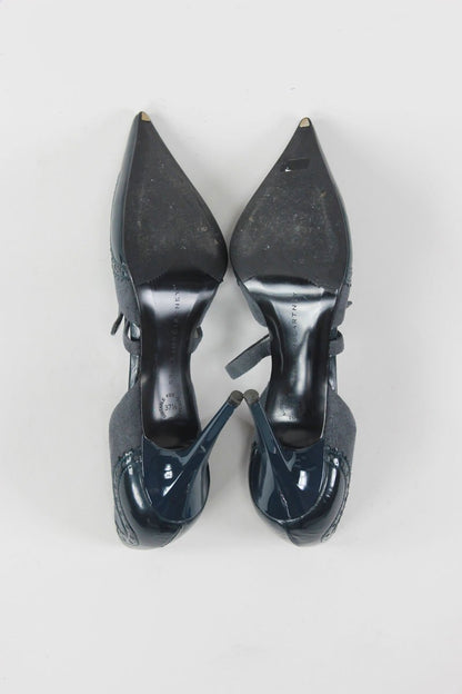 Stella McCartney Vegan Suede And Patent Leather Grey And Slate Blue Pump