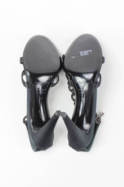 SERGIO ROSSI Satin Sandal with Ankle Strap - 37 IT | 7 US