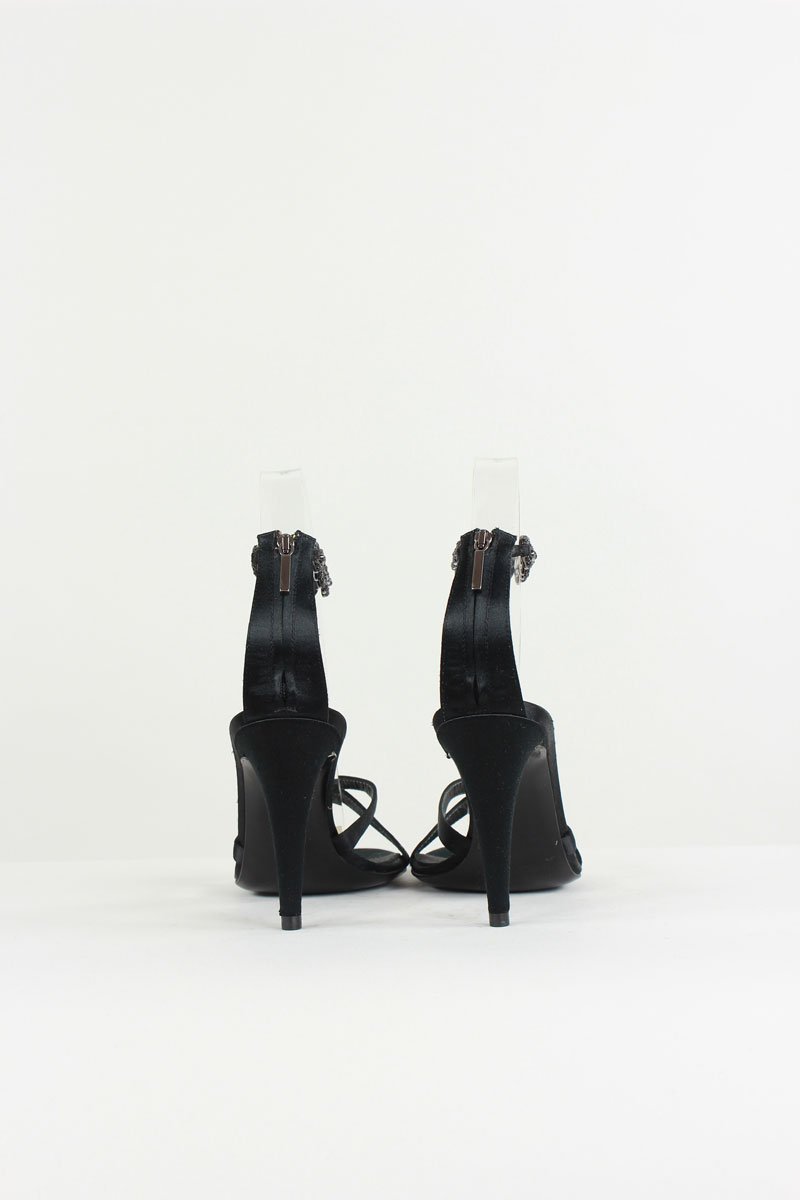 SERGIO ROSSI Satin Sandal with Ankle Strap - 37 IT | 7 US