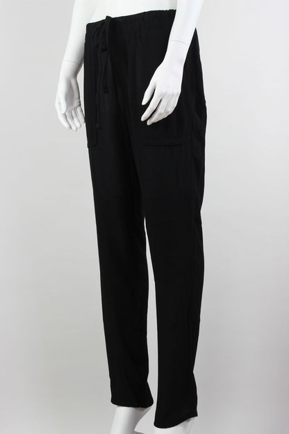 James Perse Relaxed Draw String Pants Flat Front With Large Exterior Pockets Size 2