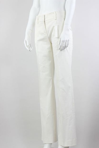 Trina Turk White Cotton Wide Legged Pants Flat Front With Pockets And Belt Loops Size 0