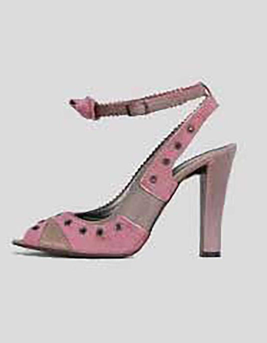 STELLA MCCARTNEY Pink Suede Slingback Heels - 37.5 IT | 7.5 US