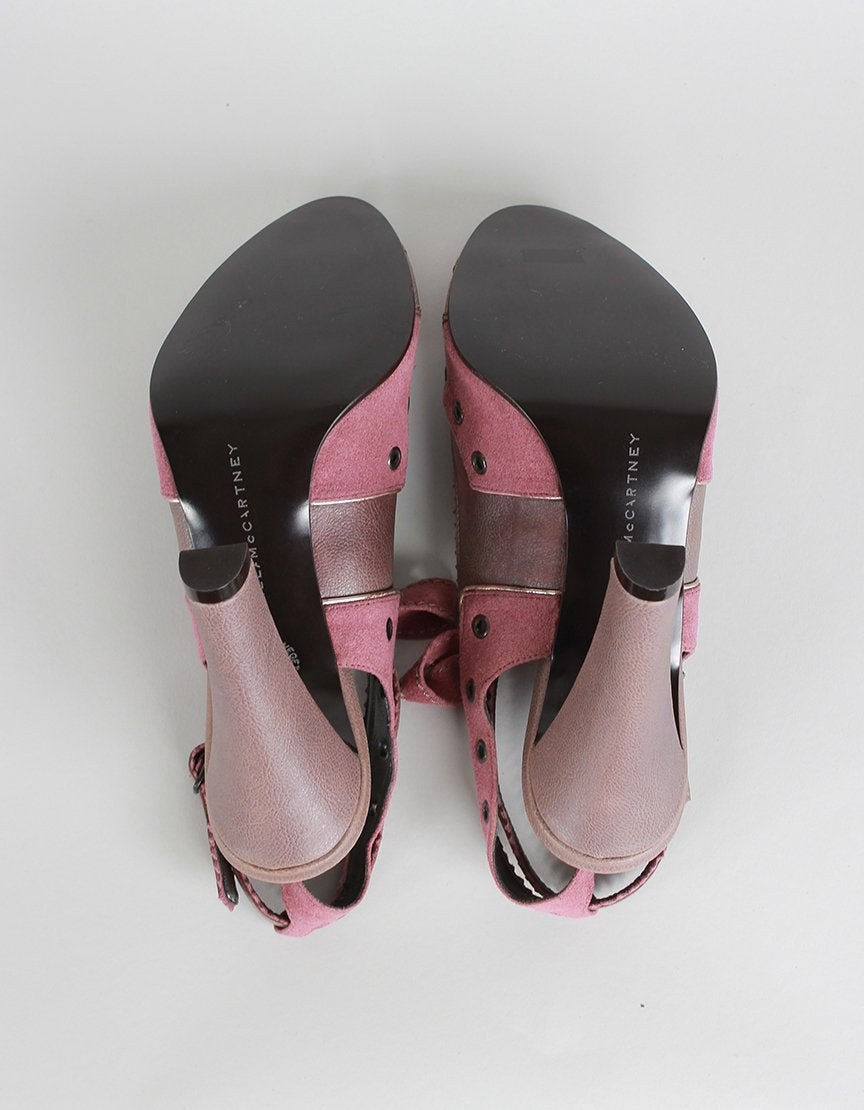 STELLA MCCARTNEY Pink Suede Slingback Heels - 37.5 IT | 7.5 US