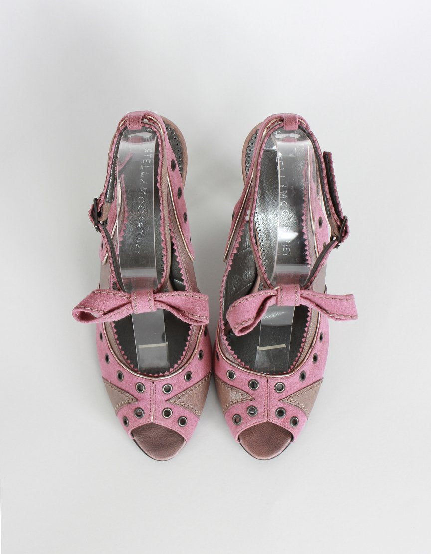 STELLA MCCARTNEY Pink Suede Slingback Heels - 37.5 IT | 7.5 US