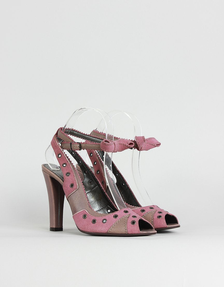 STELLA MCCARTNEY Pink Suede Slingback Heels - 37.5 IT | 7.5 US