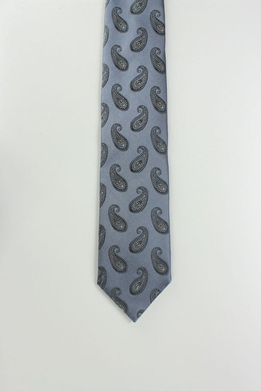 Canali Tie In Grey With A Purple Hue And Paisley Print