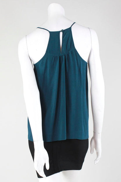 Rebecca Taylor Green Ruffle Front Scoop Neck Spaghetti Strap Tank Size 2