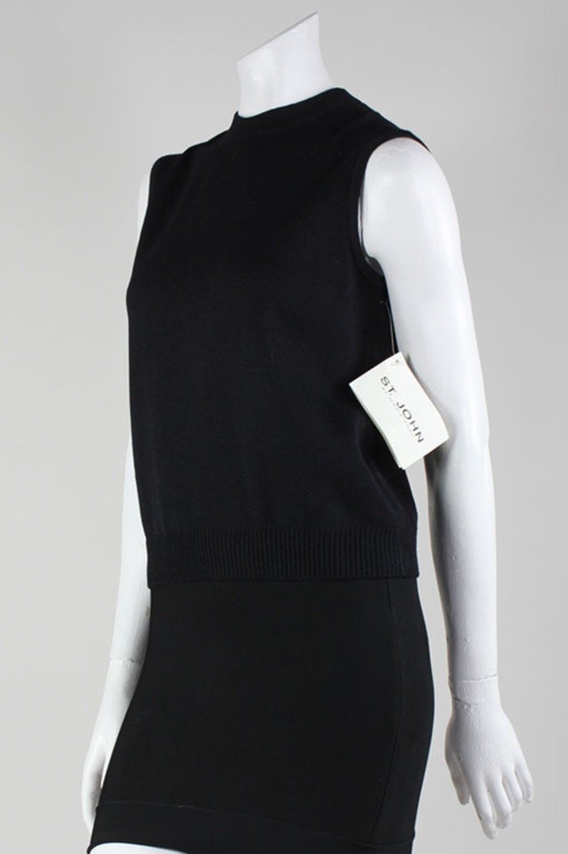 St John Round Neck Sleeveless Knit Sweater Size Small