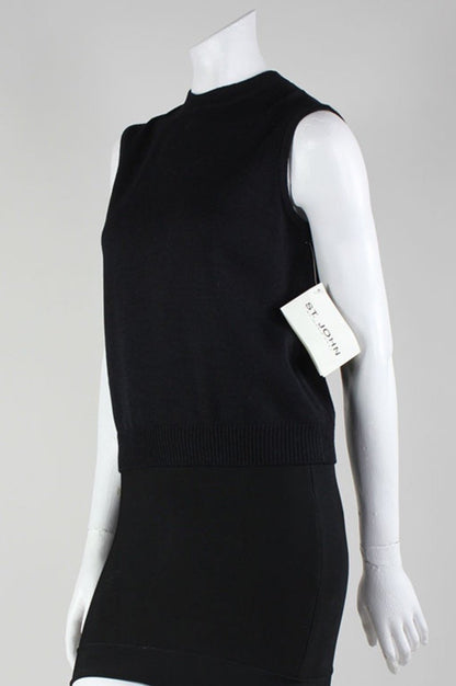St John Round Neck Sleeveless Knit Sweater Size Small